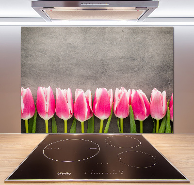 Spatplaat keuken Roze tulpen