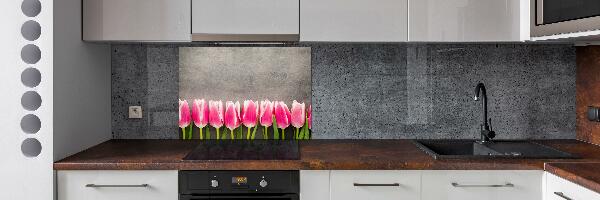 Spatplaat keuken Roze tulpen
