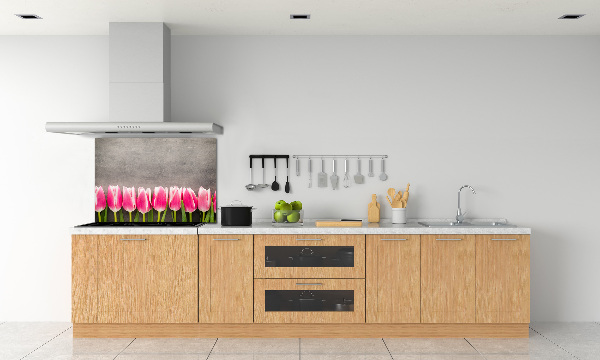 Spatplaat keuken Roze tulpen