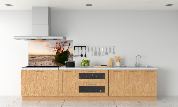 Achterwand keuken Vissersboot strand