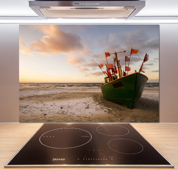 Achterwand keuken Vissersboot strand