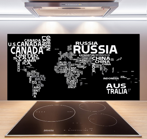 Spatplaat keuken Wereldkaart met ondertitels