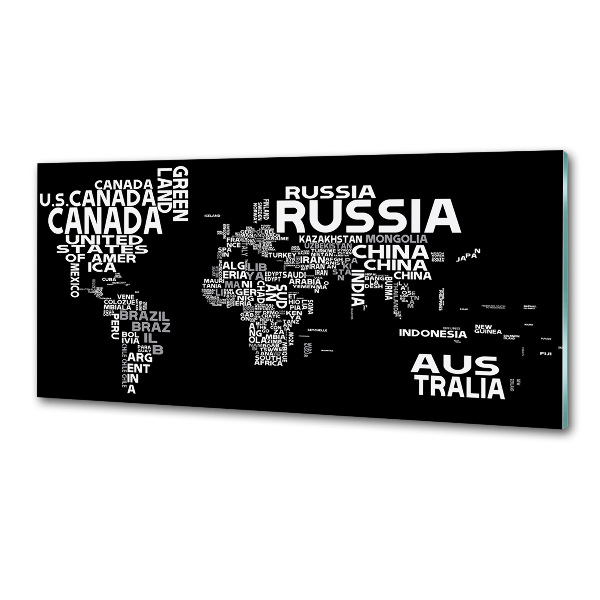 Spatplaat keuken Wereldkaart met ondertitels