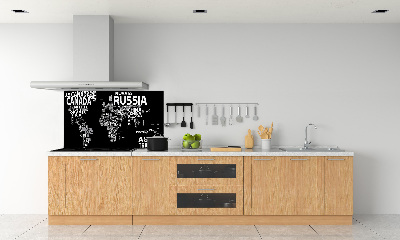 Spatplaat keuken Wereldkaart met ondertitels