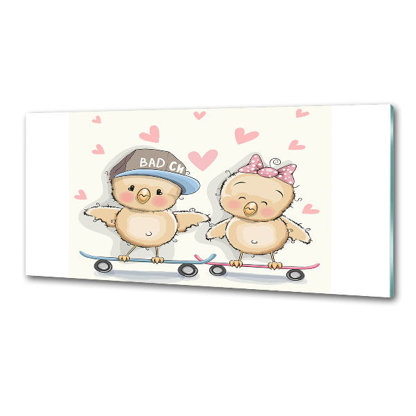 Spatscherm keuken Vogels op een skateboard