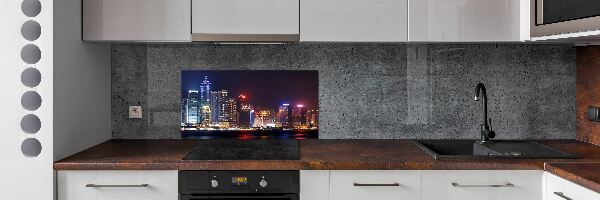 Spatscherm keuken Hong Kong 's nachts