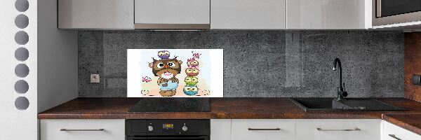 Spatplaat keuken Teddybeer en uilen