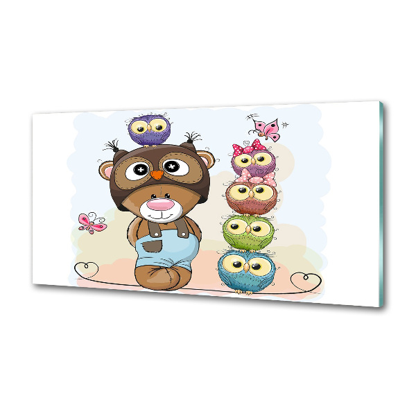 Spatplaat keuken Teddybeer en uilen