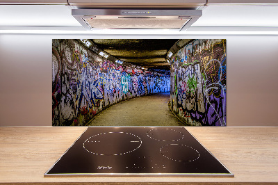 Glazen achterwand keuken Graffiti in de metro