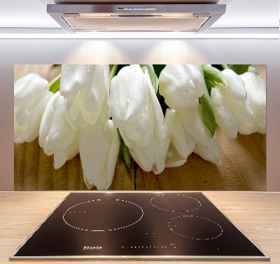 Spatscherm keuken Witte tulpen