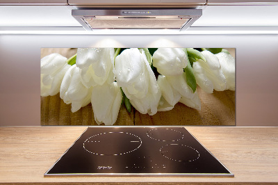 Spatscherm keuken Witte tulpen