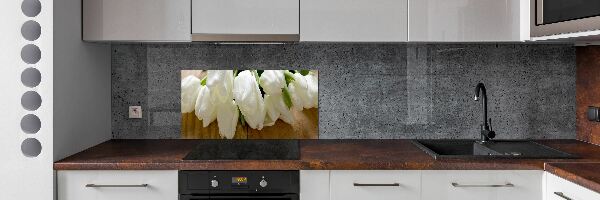 Spatscherm keuken Witte tulpen