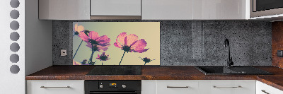 Spatplaat keuken Roze bloemen