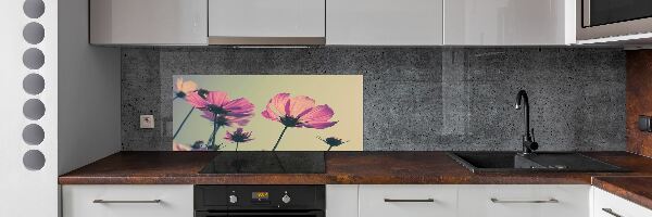 Spatplaat keuken Roze bloemen