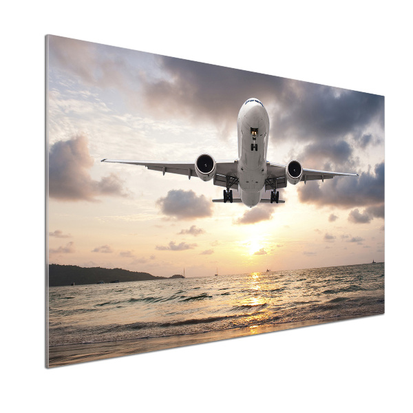 Keuken achterwand Een vliegtuig boven de zee