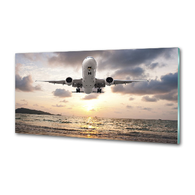 Keuken achterwand Een vliegtuig boven de zee