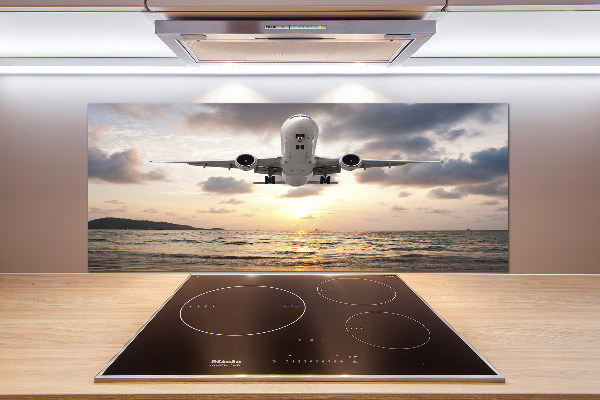 Keuken achterwand Een vliegtuig boven de zee