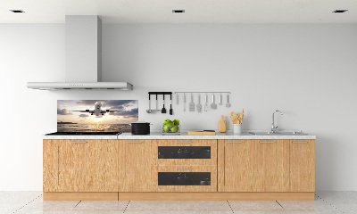 Keuken achterwand Een vliegtuig boven de zee