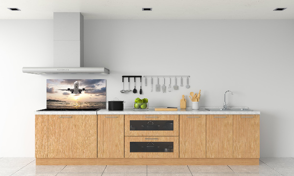 Keuken achterwand Een vliegtuig boven de zee