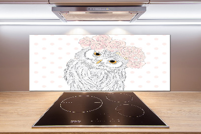 Achterwand keuken Uil in een krans