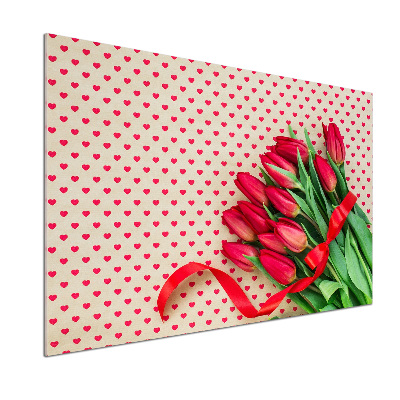 Glazen achterwand keuken Hartvormige tulpen