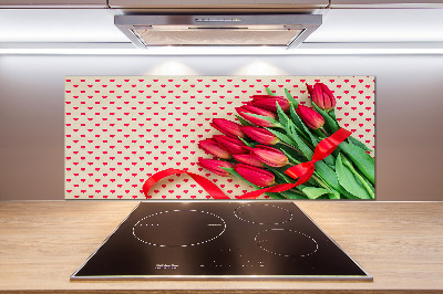 Glazen achterwand keuken Hartvormige tulpen