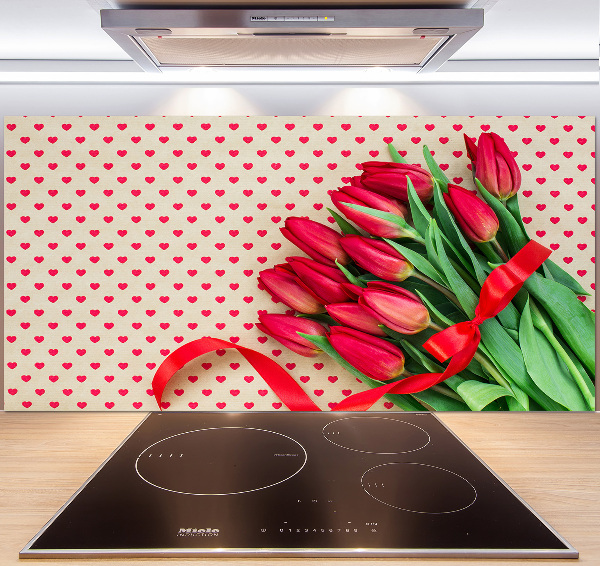Glazen achterwand keuken Hartvormige tulpen