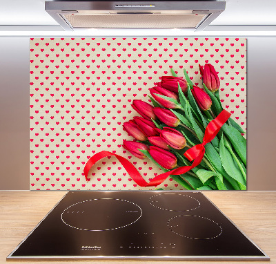 Glazen achterwand keuken Hartvormige tulpen