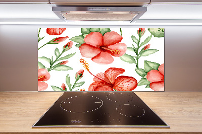 Glazen achterwand keuken Tropische bloemen