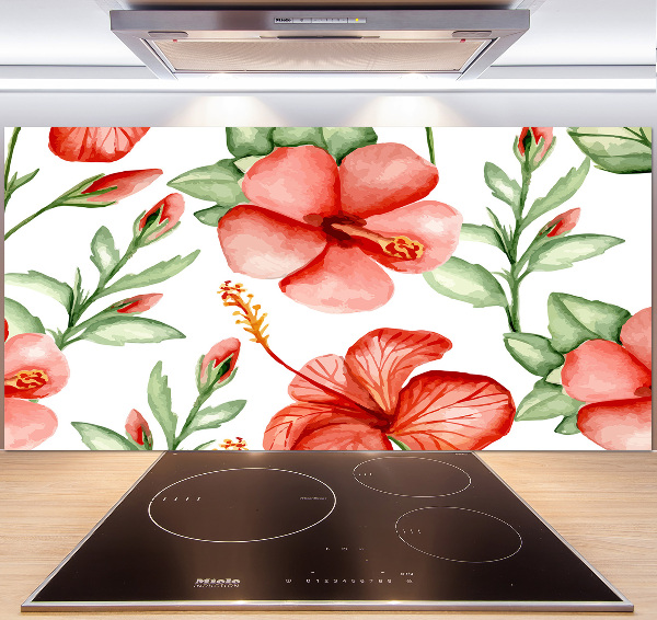 Glazen achterwand keuken Tropische bloemen