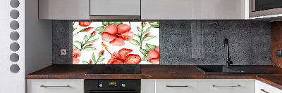 Glazen achterwand keuken Tropische bloemen