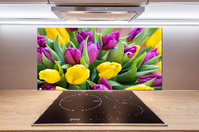 Spatscherm keuken Kleurrijke tulpen