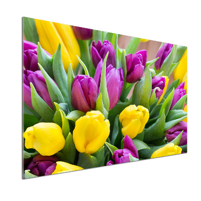 Spatscherm keuken Kleurrijke tulpen