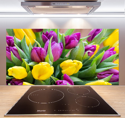Spatscherm keuken Kleurrijke tulpen