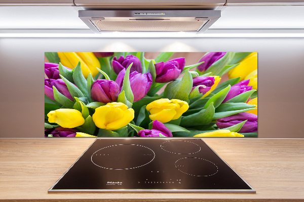 Spatscherm keuken Kleurrijke tulpen