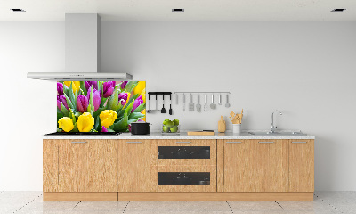Spatscherm keuken Kleurrijke tulpen