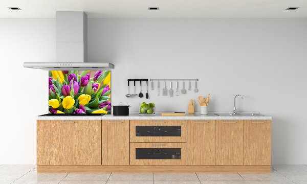 Spatscherm keuken Kleurrijke tulpen