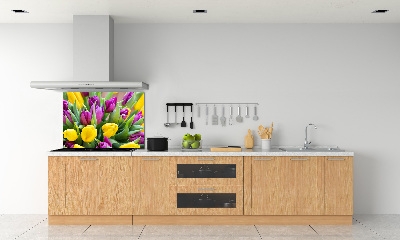 Spatscherm keuken Kleurrijke tulpen