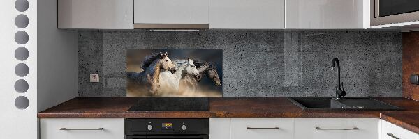 Achterwand keuken Paarden in galop