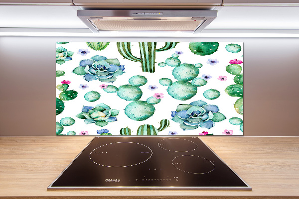 Glazen achterwand keuken Cactussen