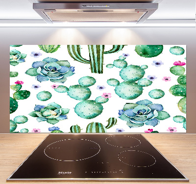 Glazen achterwand keuken Cactussen