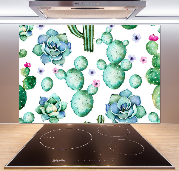 Glazen achterwand keuken Cactussen