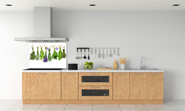 Glazen achterwand keuken Kruiden aan een touwtje