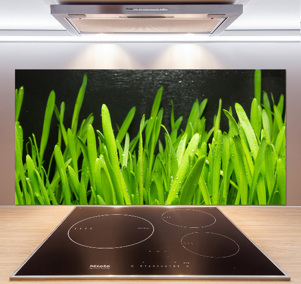 Spatscherm keuken Gras