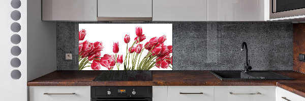 Glazen achterwand keuken Rode tulpen