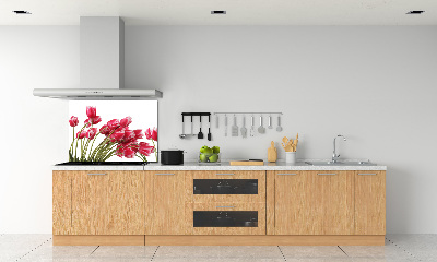 Glazen achterwand keuken Rode tulpen