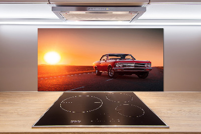 Glazen achterwand keuken Rode auto