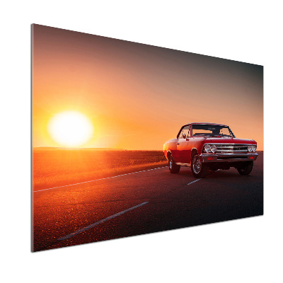 Glazen achterwand keuken Rode auto