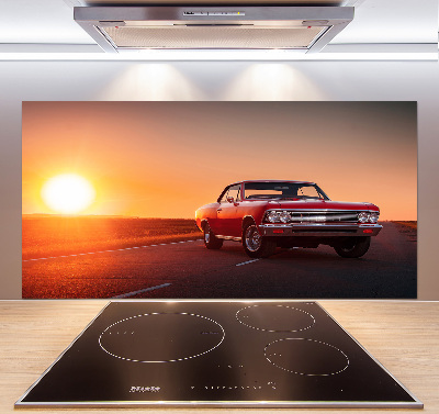 Glazen achterwand keuken Rode auto