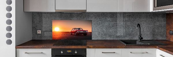 Glazen achterwand keuken Rode auto